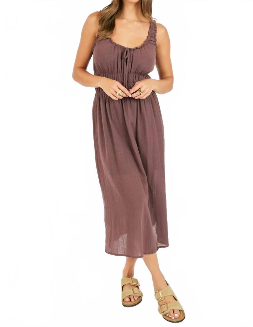 NEW SADIE & SAGE gauze midi dress in chocolate